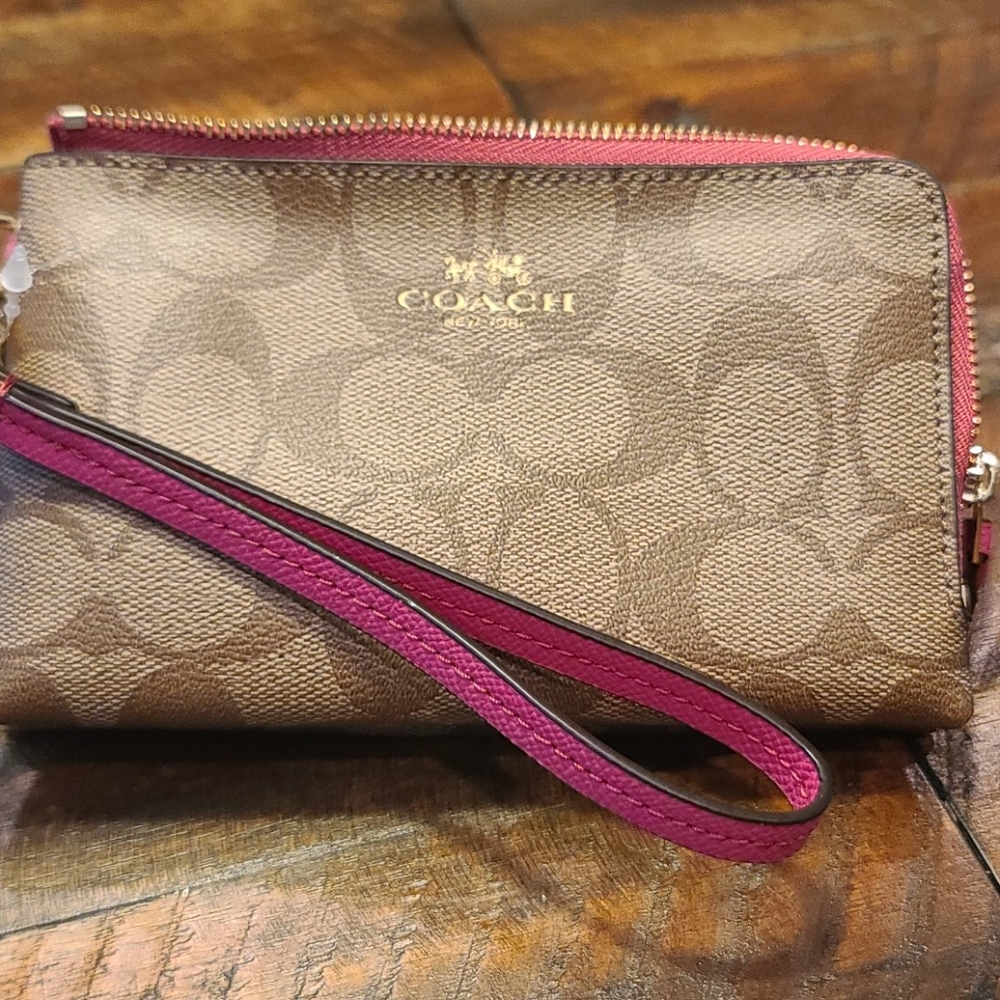 Coach double zip wristlet